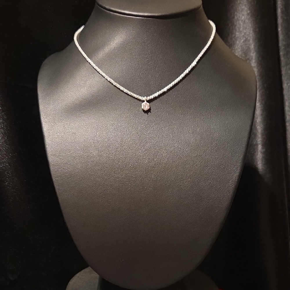 Estate Hexagon Rhinestone Pendent Necklace